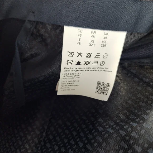 BOSS Pepe Cargo Wool Relaxed Fit Pants Mens 32R Dark Blue Zip Fly Button Closure